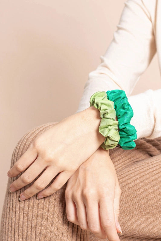 2 chouchous en soie - vert