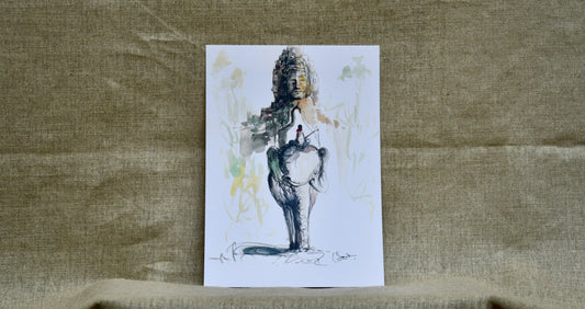 Aquarelle "Le Bayon  d'Angkor"